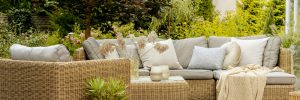 Wicker furniture on terrace