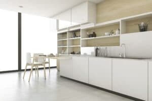3d rendering scandinavian kitchen with minimal style
