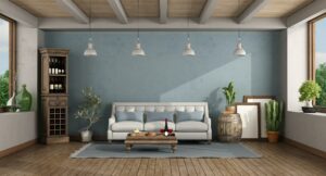 Retro living room sofa and wine cabinet